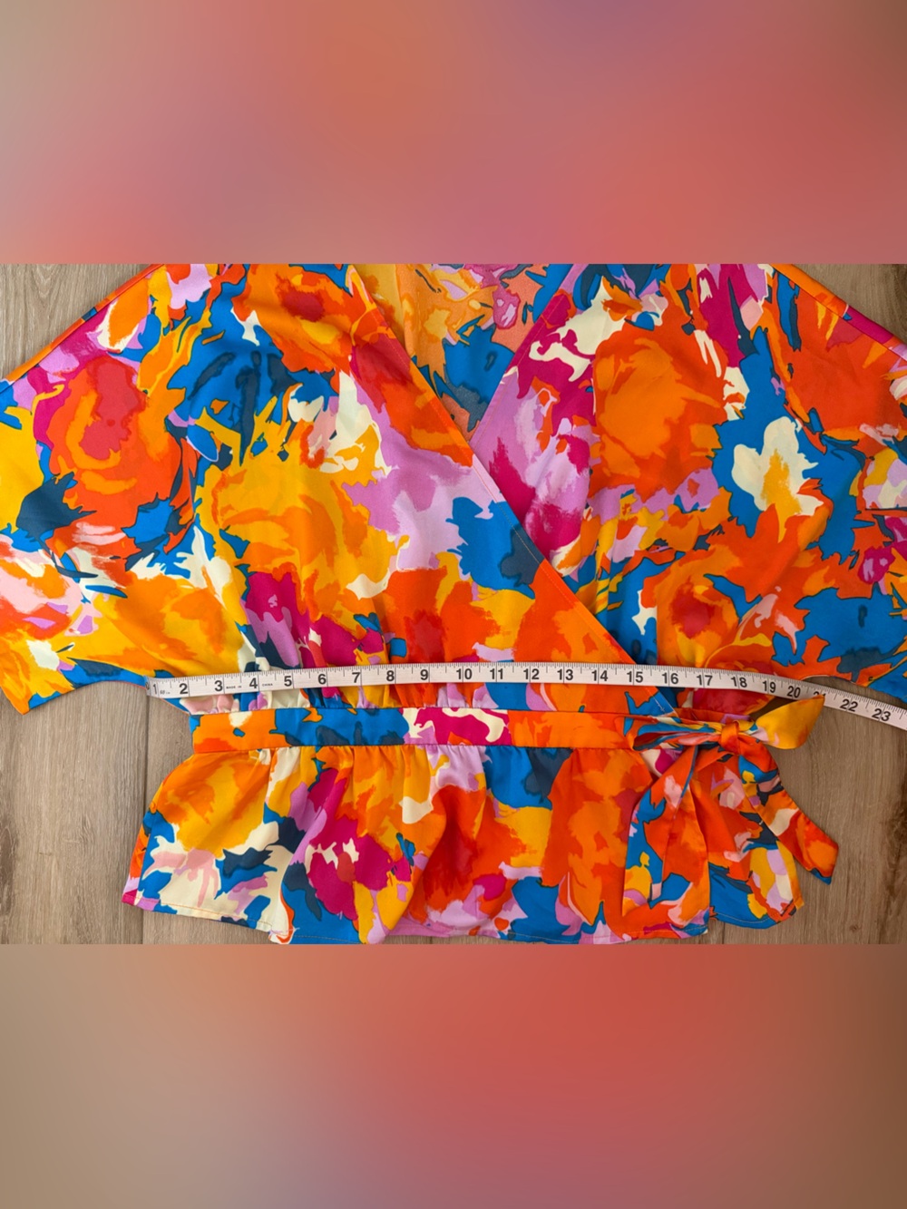 MARC NEW YORK By Andrew Marc Satin Floral Wrap Blouse EUC - Picture 2 of 7